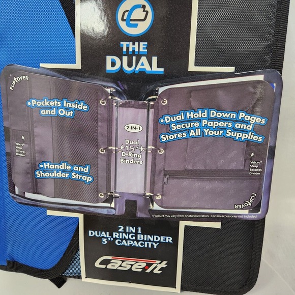 NEW Case It The Dual 2 in 1 Dual 1.5 D-Ring Binder 3" Capacity Trapper Keeper - Picture 2 of 10